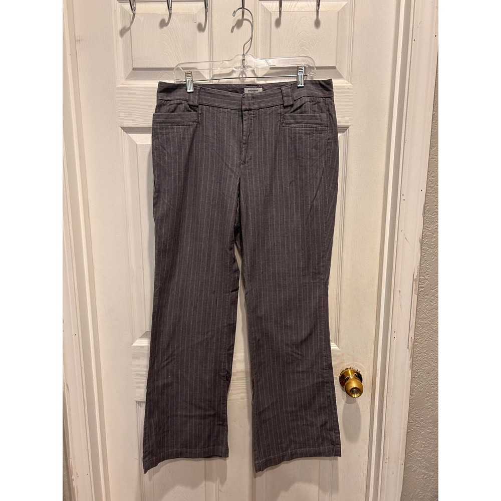Dockers‎ Charlotte Bootcut Pants Womens 12 Gray Herringbone Pinstripe Stretch